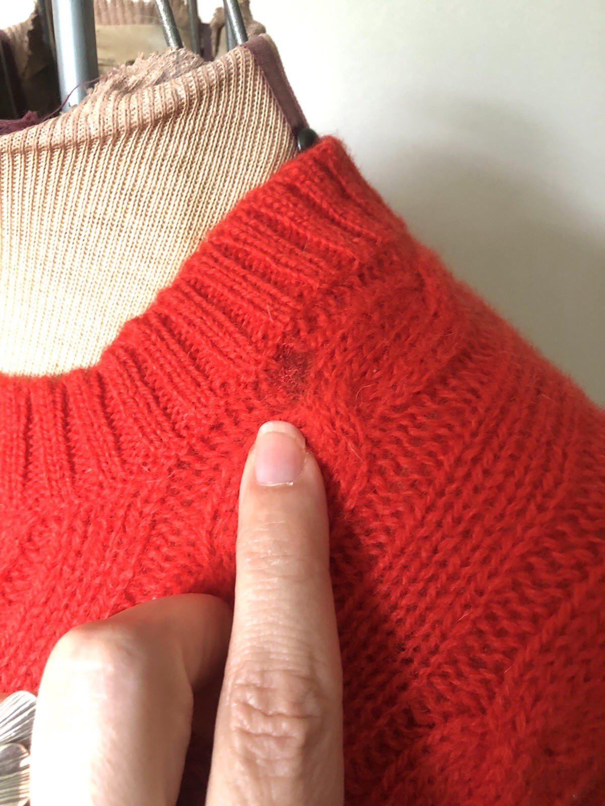 Bright Coral Shetlander Crazy Horse Wool Cable Knit Sweater
