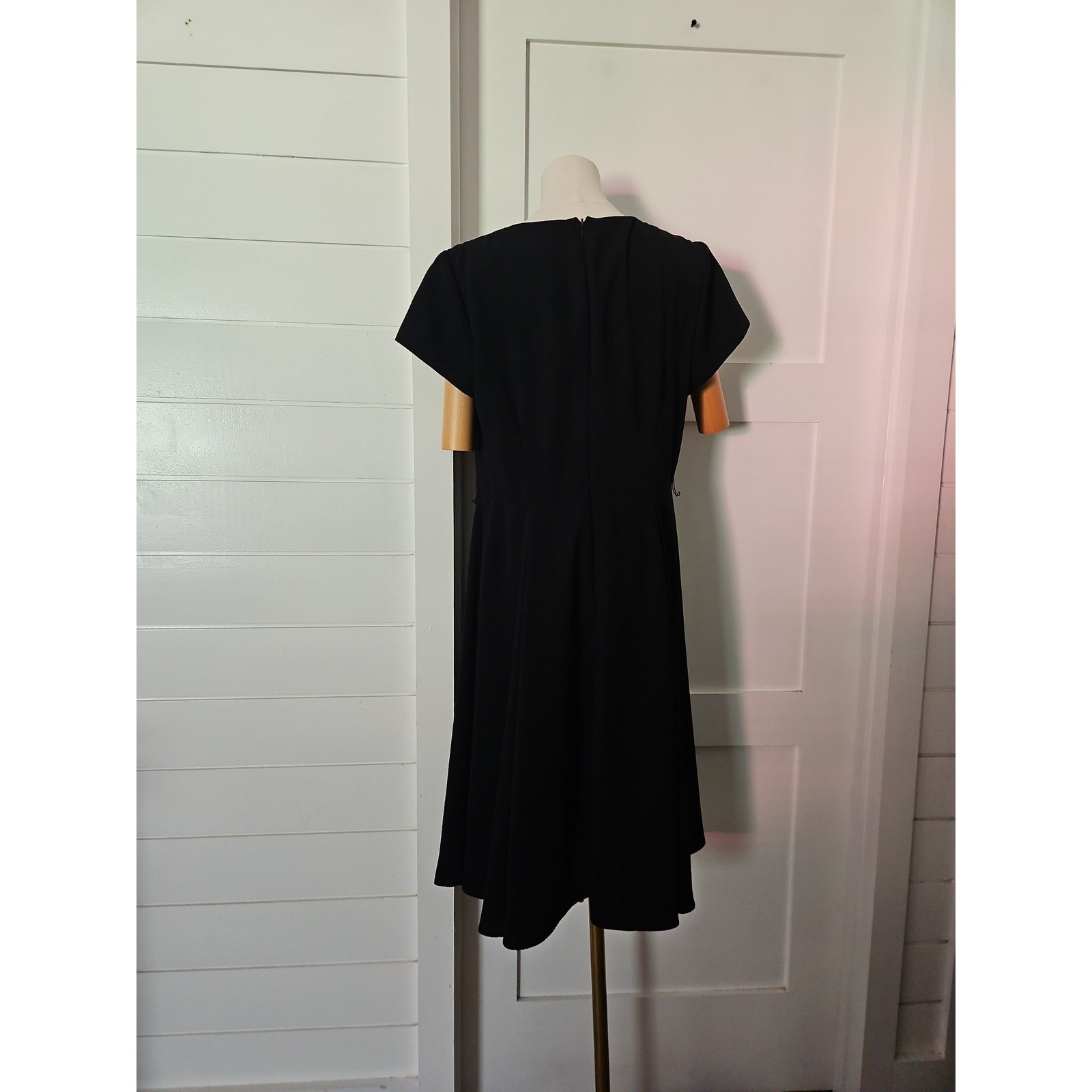 Vintage Bedford Fair Black A-Line Dress Made in USA Short Sleeve 10P