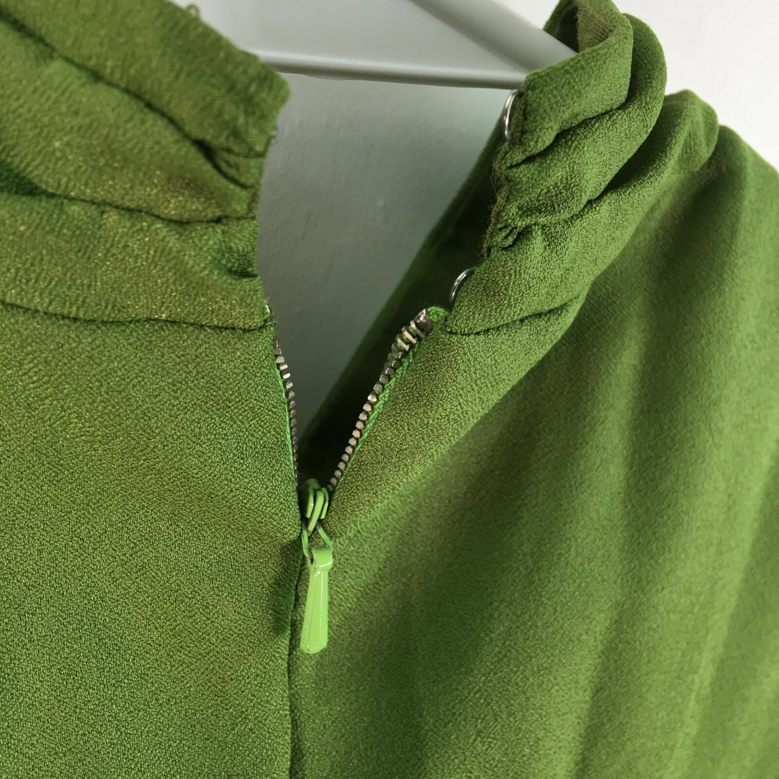 VTG Womens MaryLou Handmade Draped Neck Olive Green Gown Dress Size Large