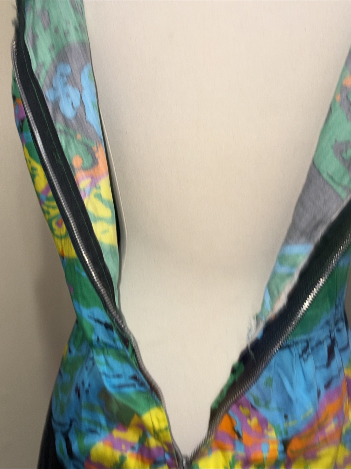 frida kahlo dress vintage metal zipper & abstract mexican style large