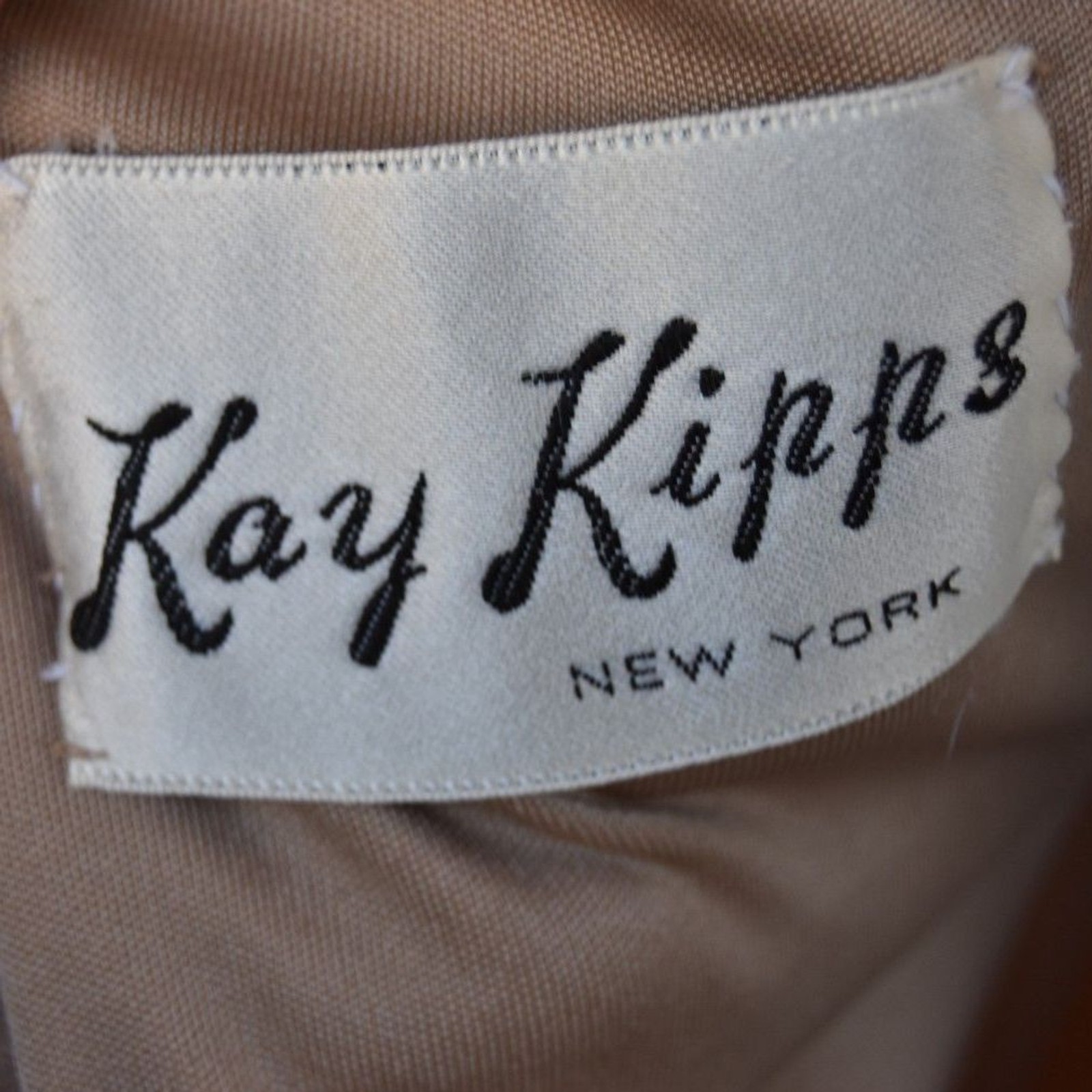 Vintage 70s Kay Kipps Hostess Gown Champagne Maxi Dress Scoop Back Size Small