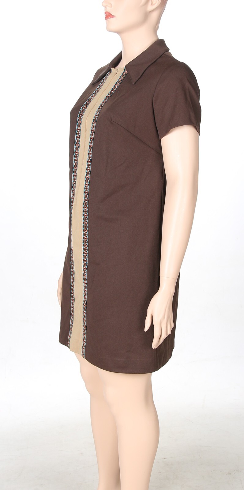 A Preferred Fashion Vintage 70s 80s Brown Collared Dress sz 16