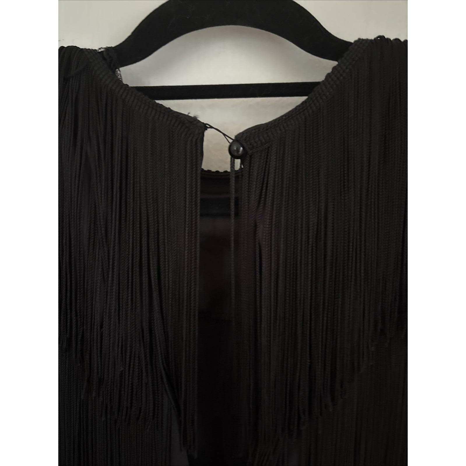 Vintage Womens Shuet Young HW Collections Black Fringe Dress Flapper Halloween 6