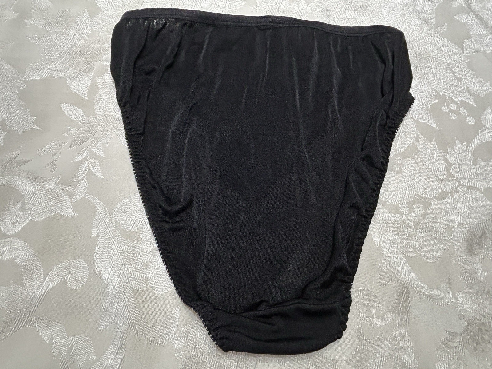 NWT Vtg RENE ROFE’ Feels Like Satin Polyester Hi-Leg 10 Black Panties #418