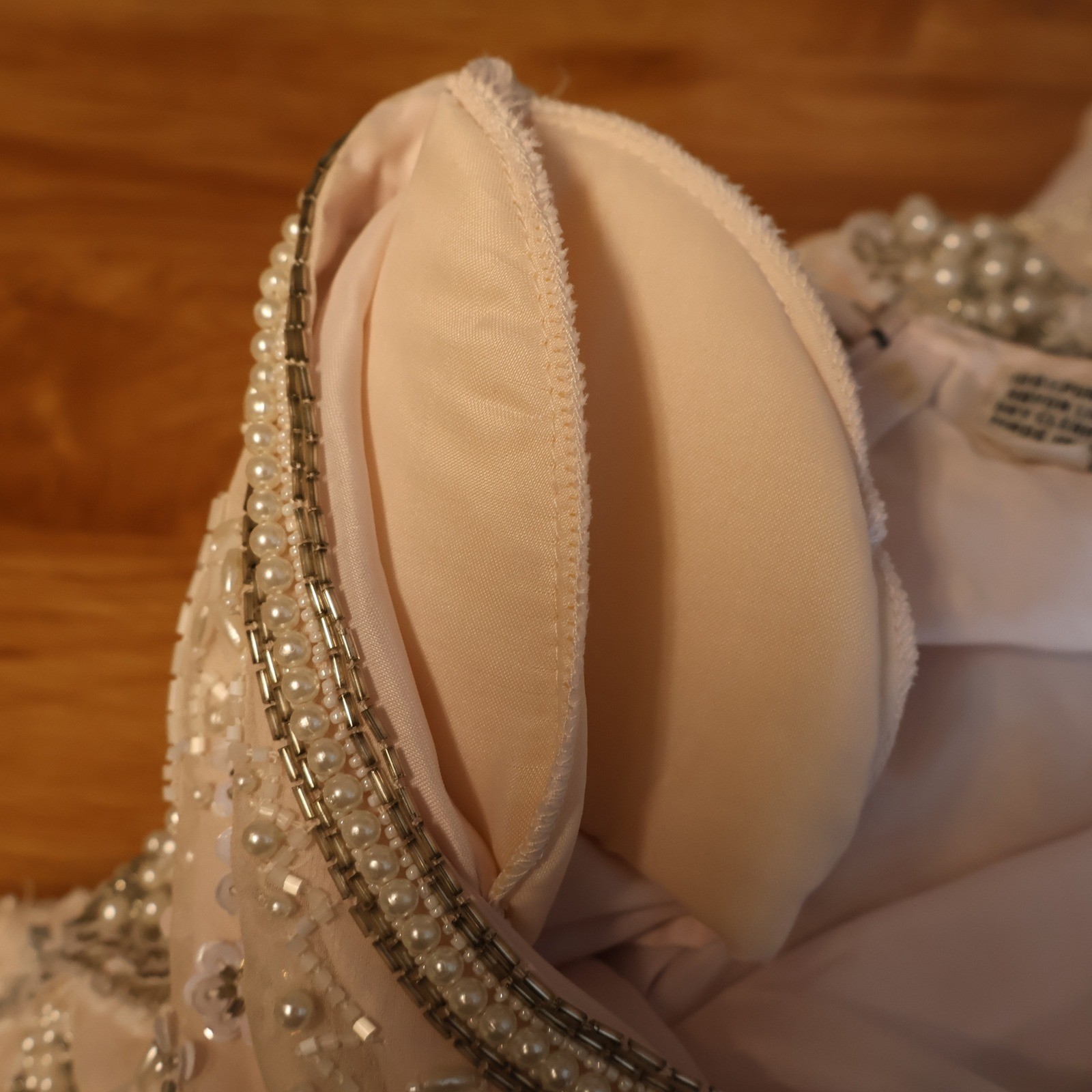 Laurence Kazar Vintage 90s Beaded Silk Cocktail Dress Womens Size PM Blush Pink