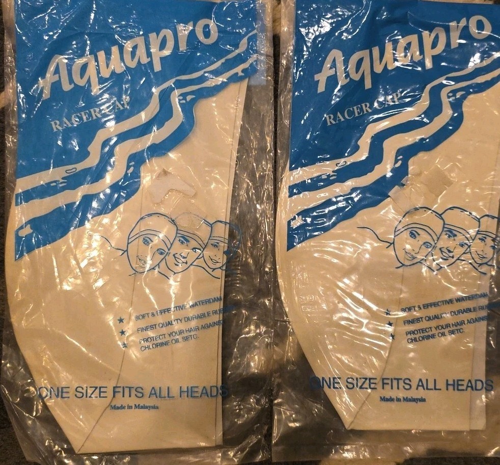 Vintage Old Stock Off White Rubber/Latex Swim Caps OSFA