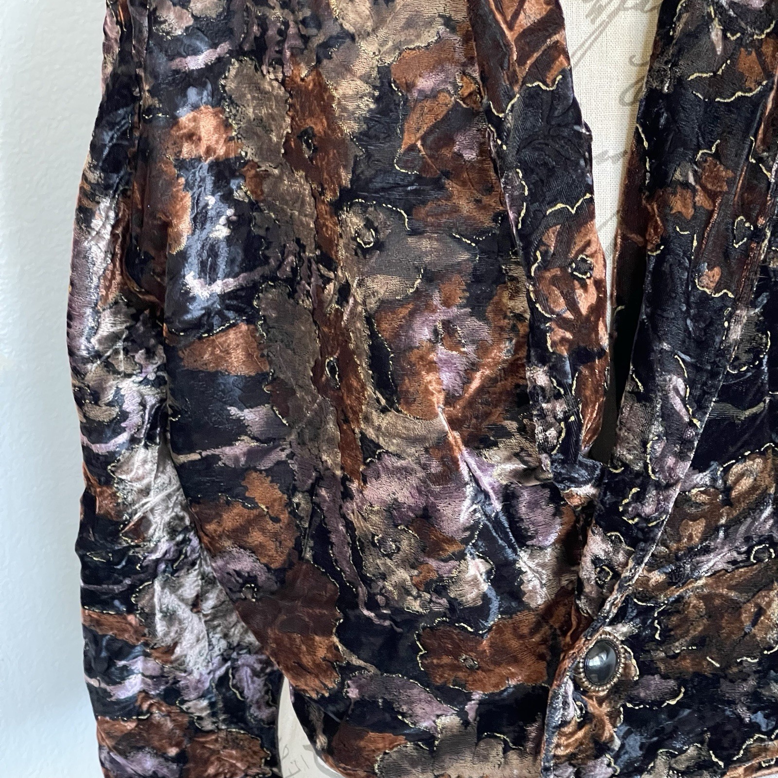 Vintage My Boyfriend’s Back Women’s Blazer Jacket One Size Floral Velvet Retro