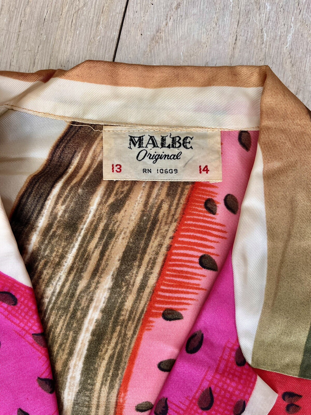 Malbe Originals True Vintage Blouse 1970s Pink Watermelon Fruits