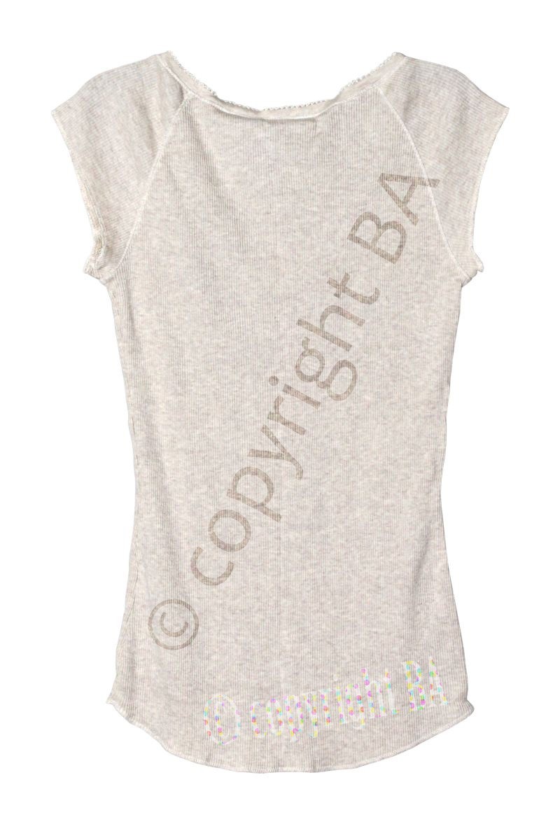Y2K Energie Women Ribbed Tan Scoop Neck Henley Short Cap Sleeve Shirt Top Preppy