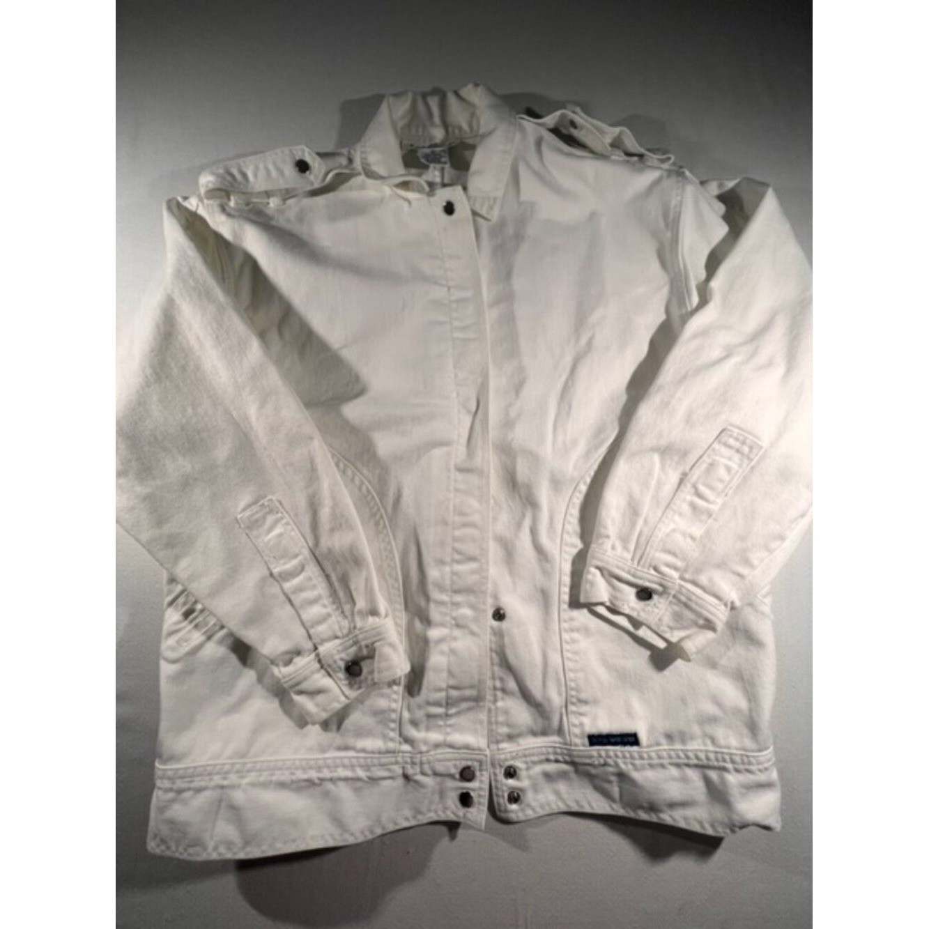 Vintage 1980s Gloria Vanderbilt for Murjani White Denim Bomber Jacket Women’s L
