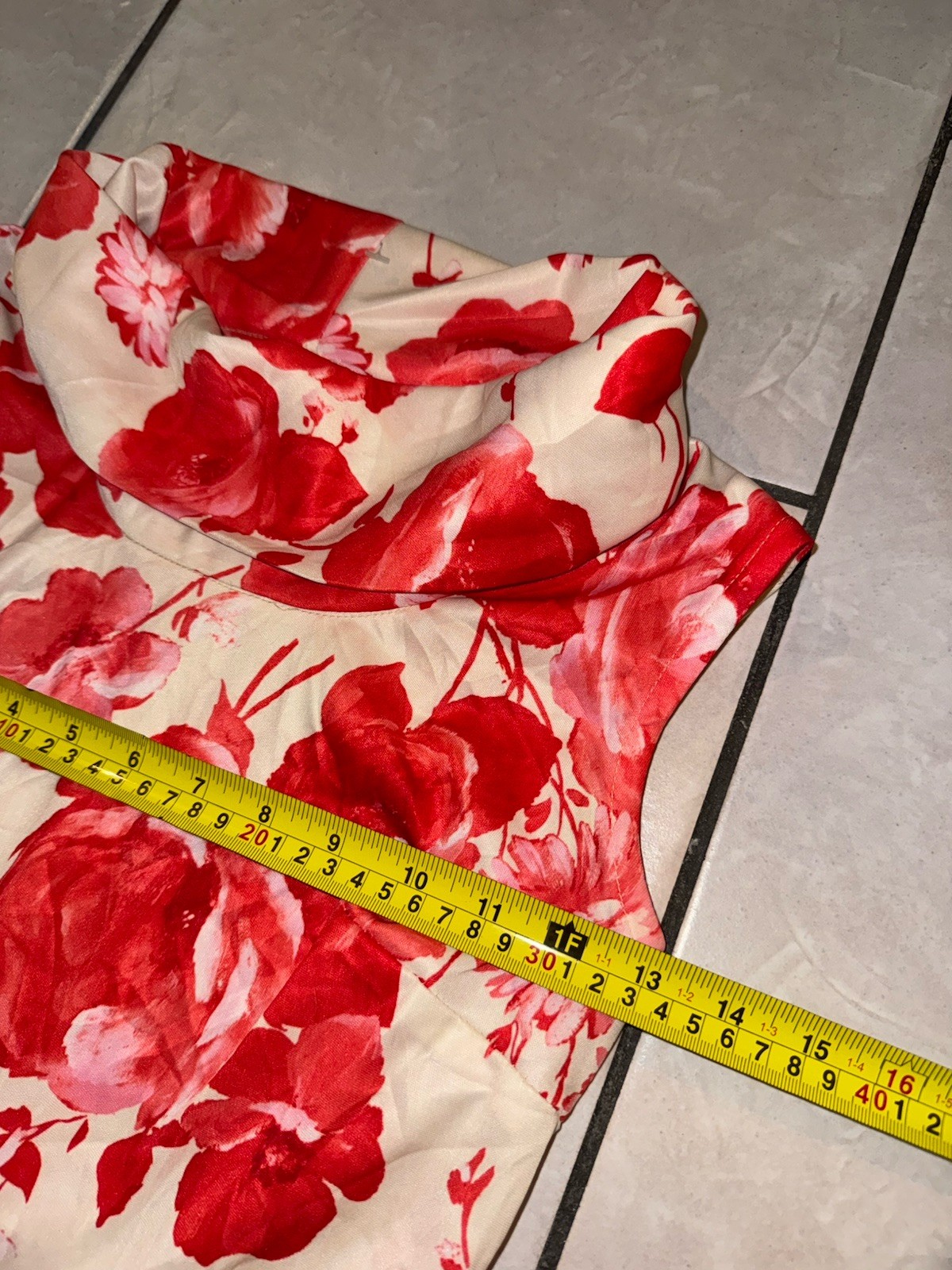 Vintage 70s Red Floral Maxi Dress XS Cowl Neck Long Sleeve Mod Boho Glam Swing