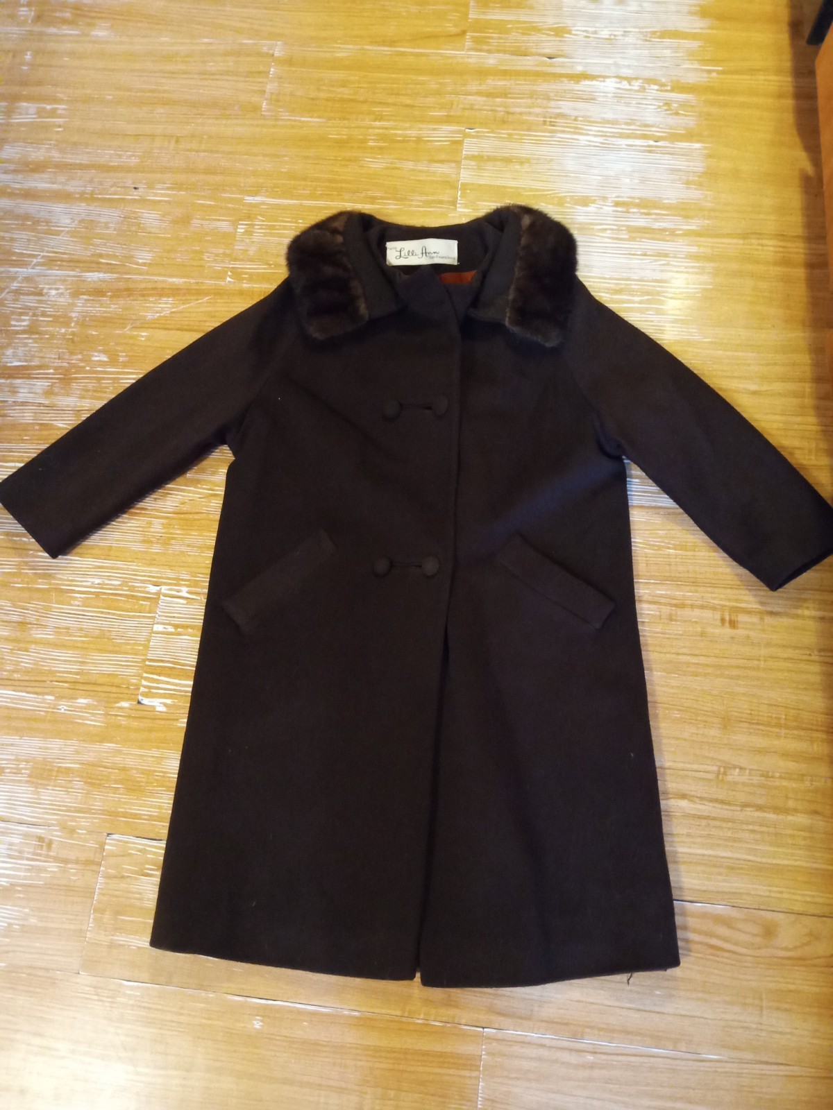 Lilli Ann Paris San Francisco Coat faux Fur Collar 1950s 60s