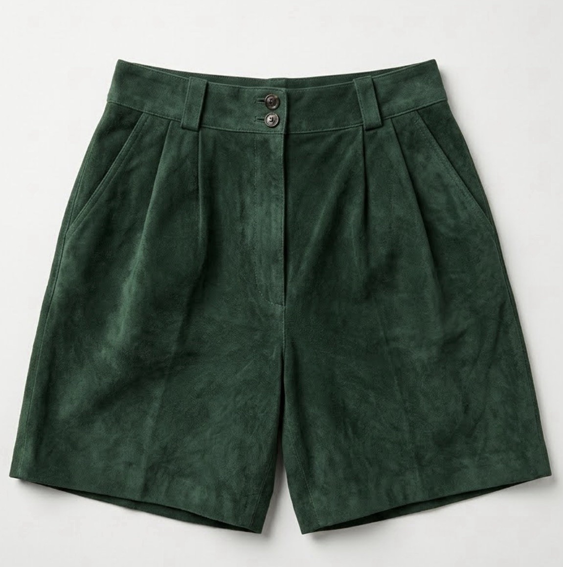 80s VTG diani Suede Leather Shorts Forest Green High Waisted Sz 10 Dark Academia