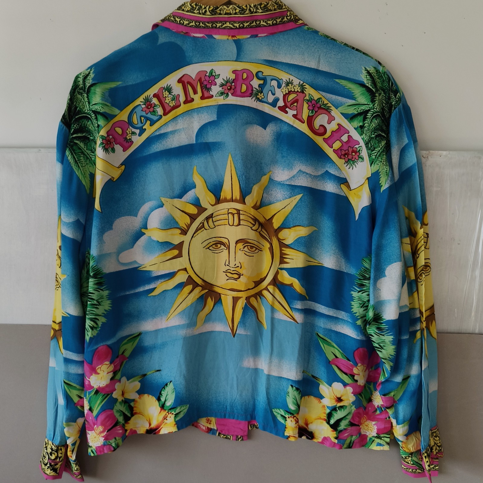vintage 90s Mondi Palm Beach Shirt Blouse sun tropical miami rayon