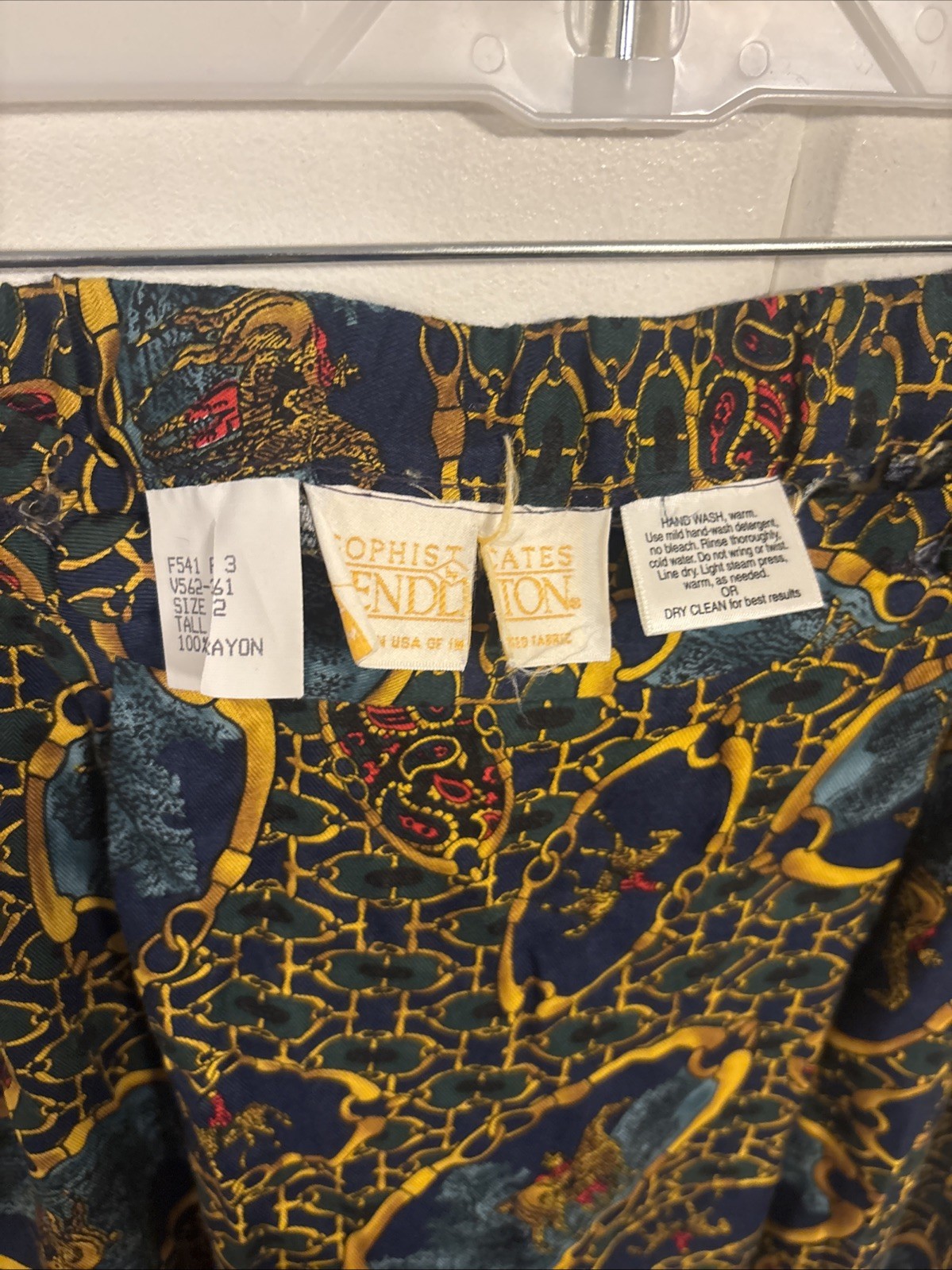 Pendleton Vintage 80s Equestrian Chain Stretch Skirt Sz 12 Tall Horse