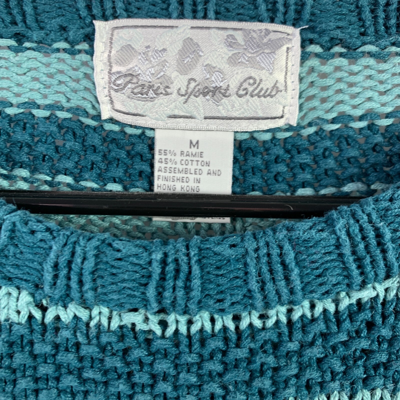 Vintage 80s Paris Sports Club Striped Floral Artsy Sweater Womens Medium