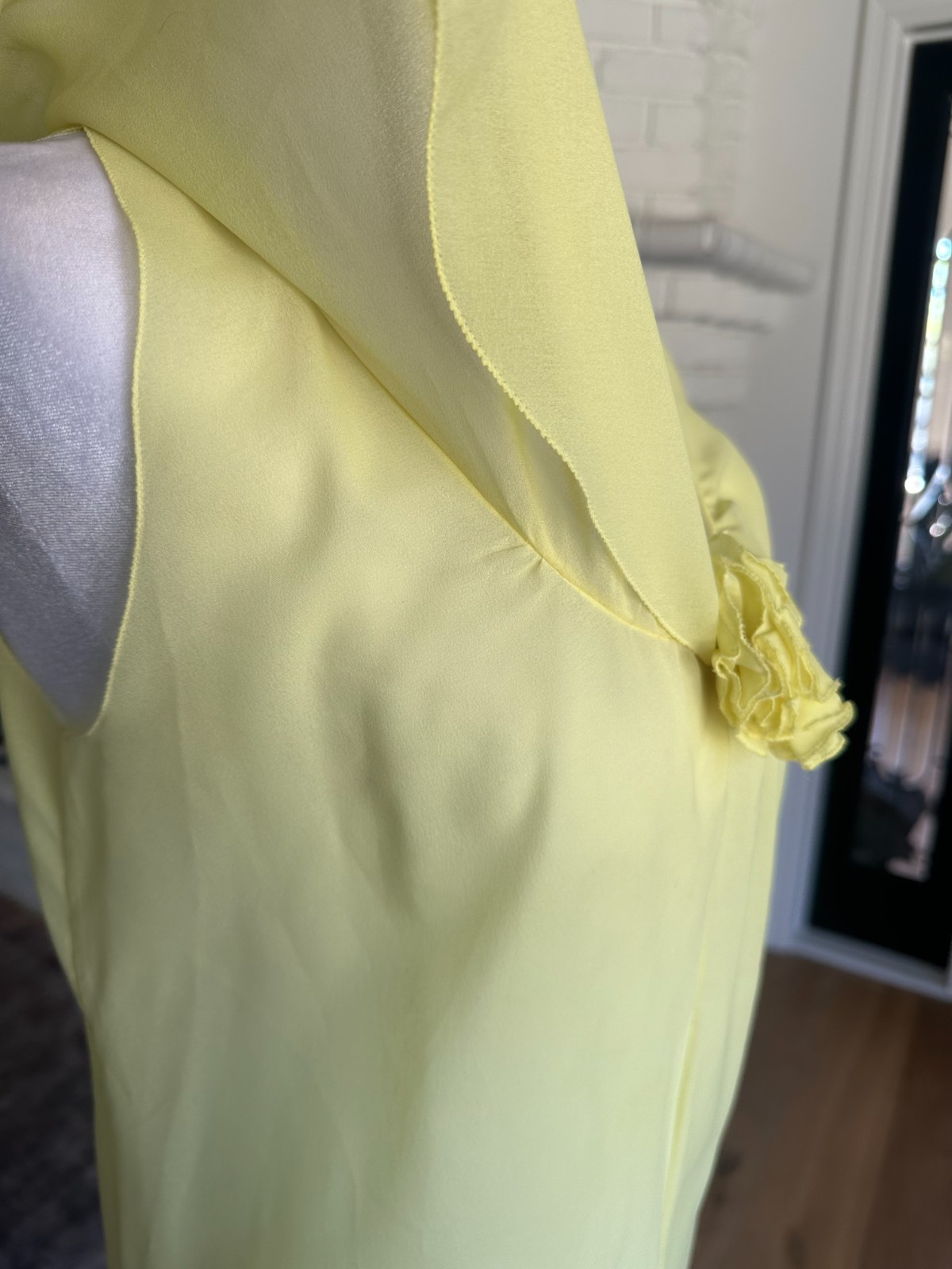 Vintage 70s Lala’s Saks Fifth Avenue Chiffon Nightgown Peignoir Gown Yellow