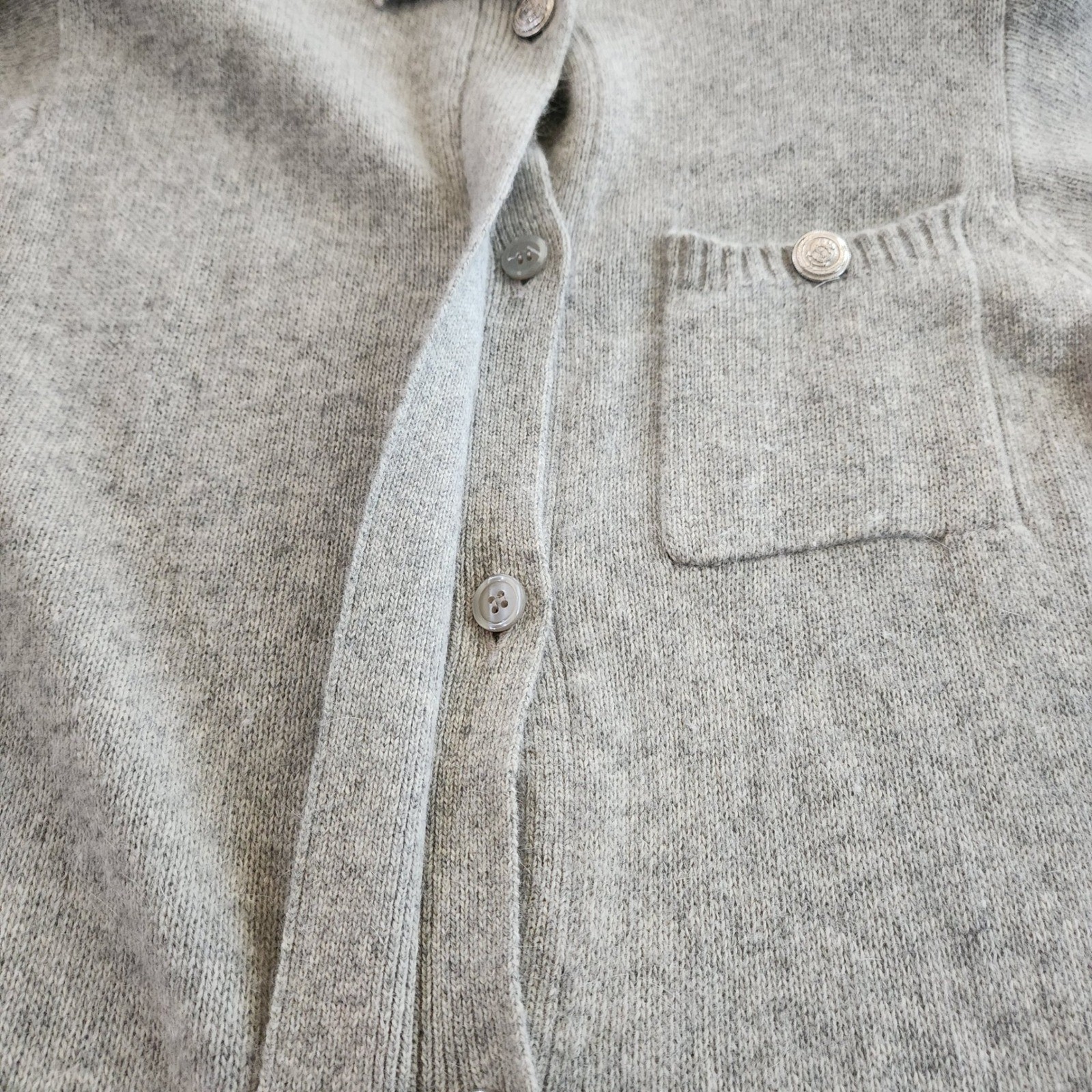 Vtg Liz Claiborne Lambswool Angora Long Cardigan Maxi Sweater Coat Gray Small
