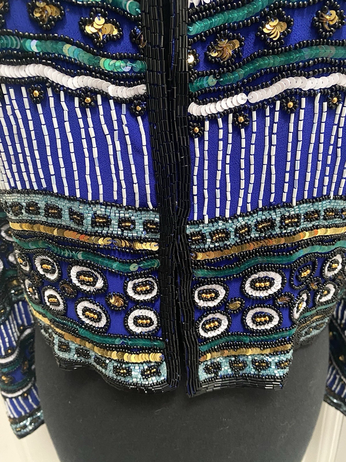 Stunning Vintage Beaded Blue Silk Jacket Niteline by Della Roufogali