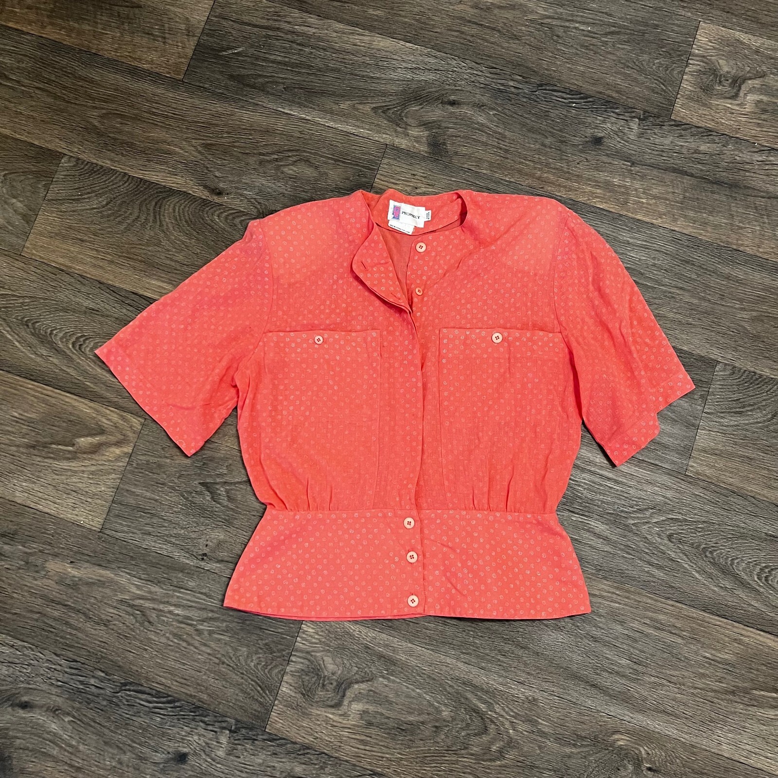 Vintage Prophecy Skirt Short Sleeve Salmon Coral Pink Grannycore Set Size 14