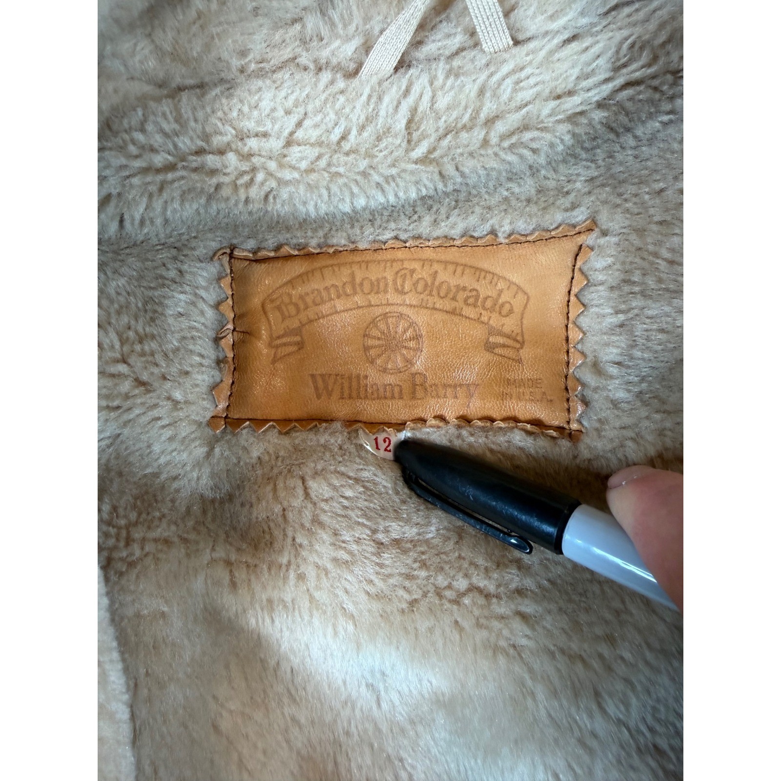 Vtg William Barry Brandon Colorado Suede Shearling Jacket Tan Brown Penny Sz XS