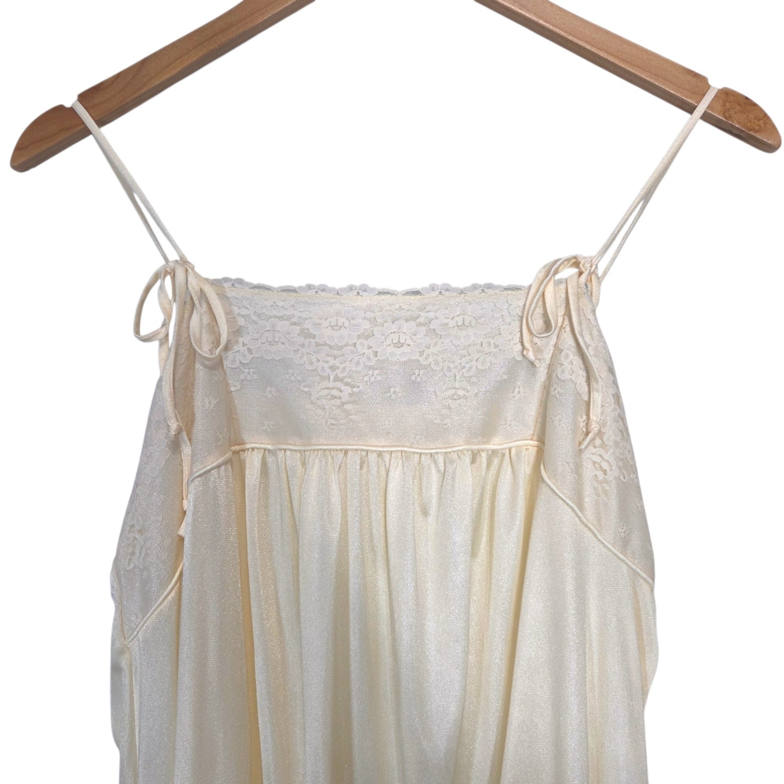 Vintage Empire Waist Lace Slip Dress Y2K Cream White Dainty Feminine Coquette S