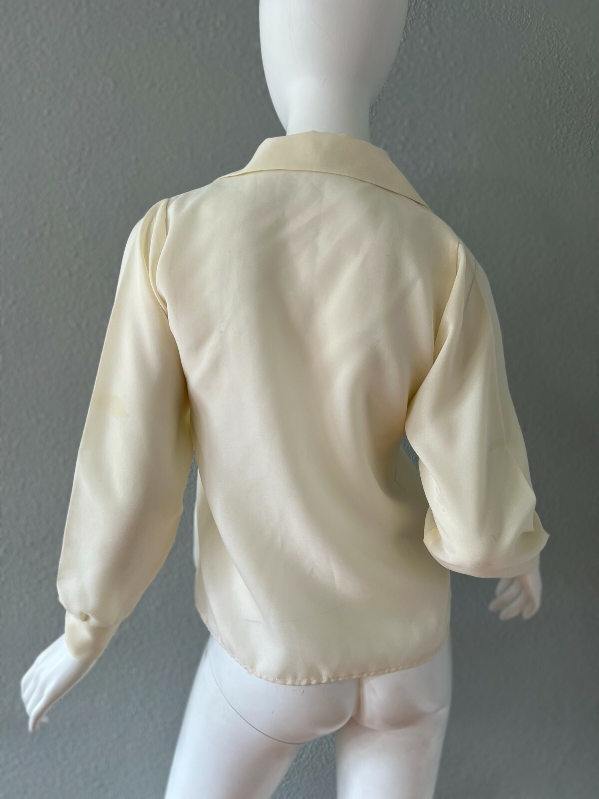 Vintae 70s Ivory Boho Semi Sheer Button Retro Disco Blouse Top S