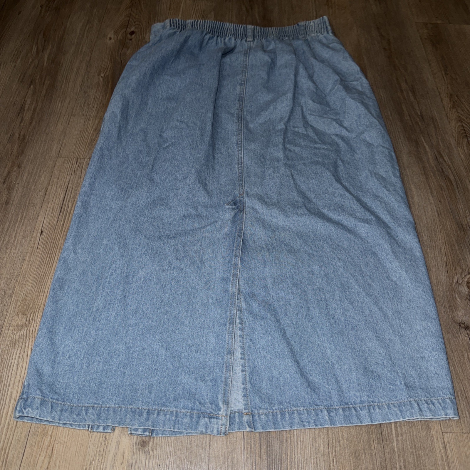 Vintage 90s North West Blue Denim Long Modest Maxi Jean Skirt Size 16 Light Wash