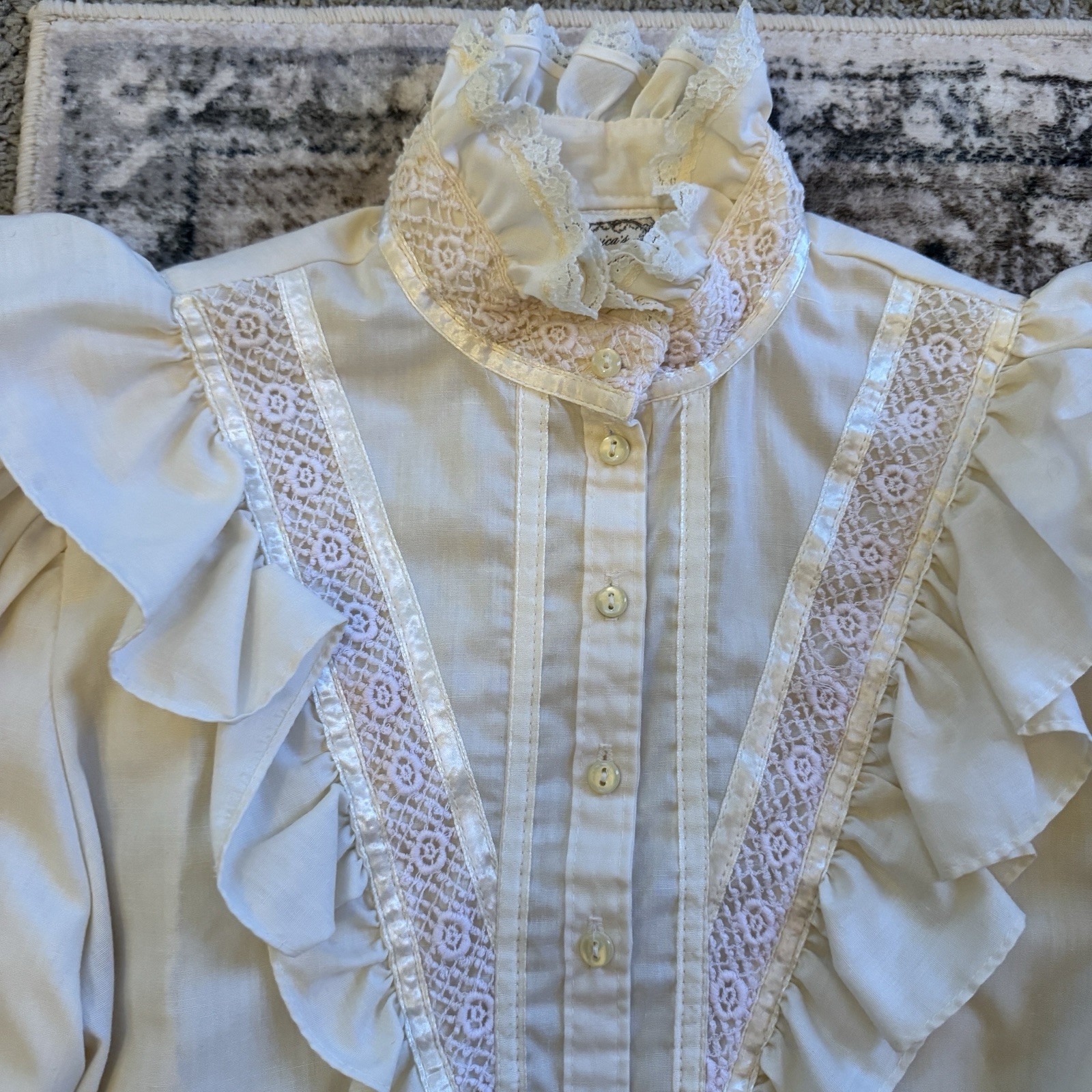 Vintage Jessica’s Gunnies Prairie Victorian Lace Ruffle Cottagecore Blouse 9