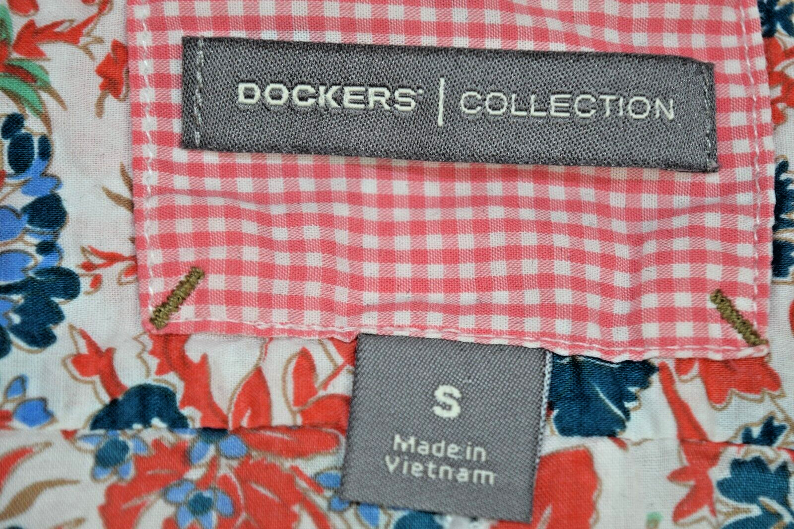 Vintage Womens Shirt Dockers Size S/M 90s Shimmery Red Blue Bronze Green Floral