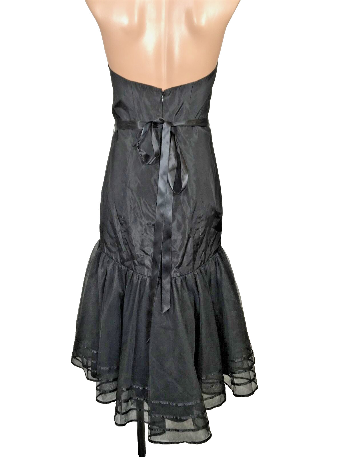 Vintage 80s Lazaro tulle black cocktail prom Mermaid dress 6 Drop Waist Party