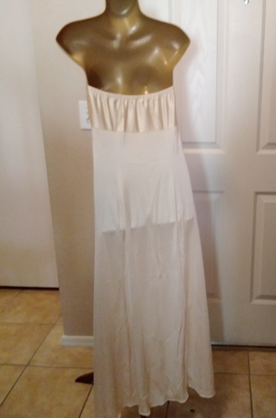Vintage Vanity Fair Strapless Maxi Slip Size 36 100% Nylon Nude