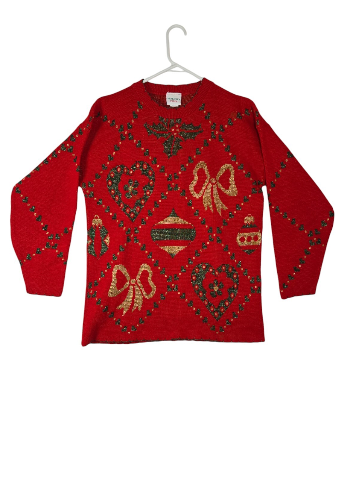 Vtg Holiday Time Ugly Christmas Ornament Sweater Size Small