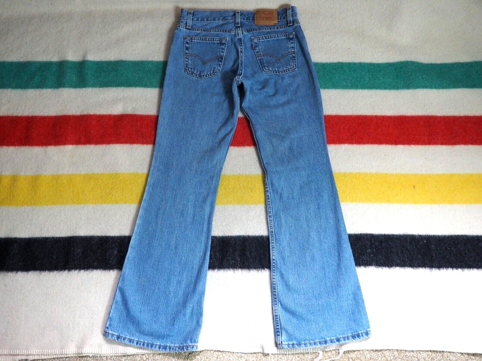VTG 90s LEVIS 514 Superlow Flared Faded USA Made Blue 29×31 Denim Hippy Jeans