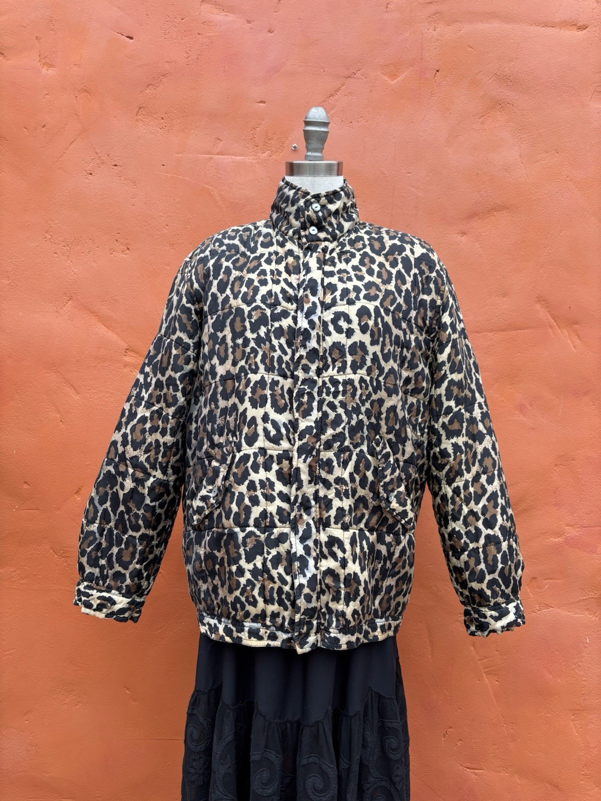 VTG 90s Y2K Mobwife Leopard Animal Print 100% Silk Bomber Jacket Size M | Clio
