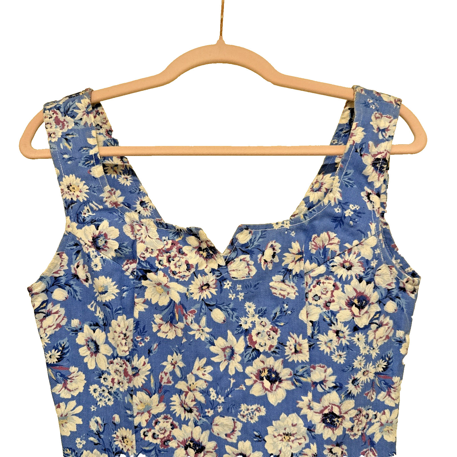 Vintage Paris Blues Floral Sleeveless Tank Dress Metal Back Zipper Size 9