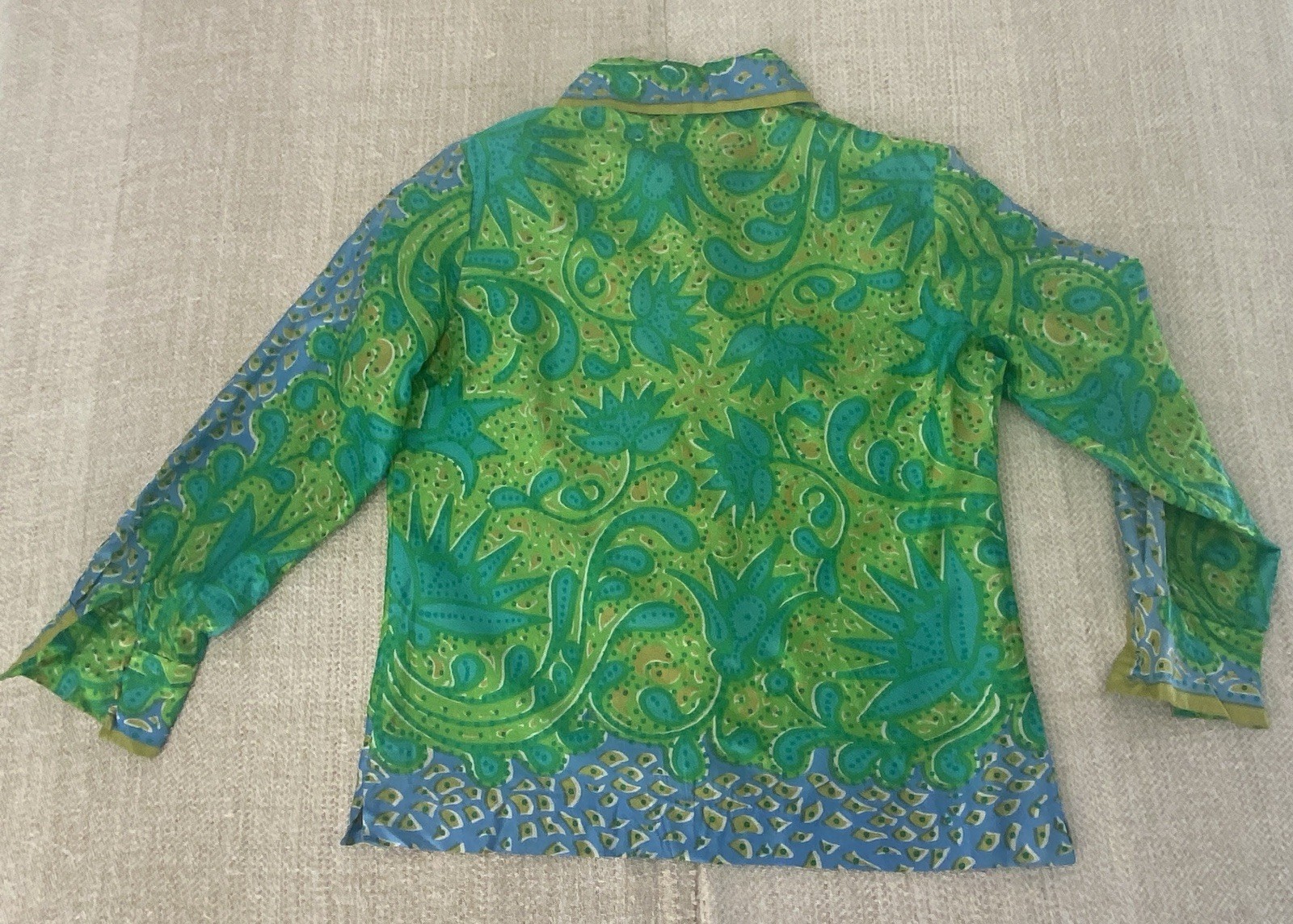 Vintage Vera Neumann Silk 1960’s Blouse Shirt Button Down Paisley