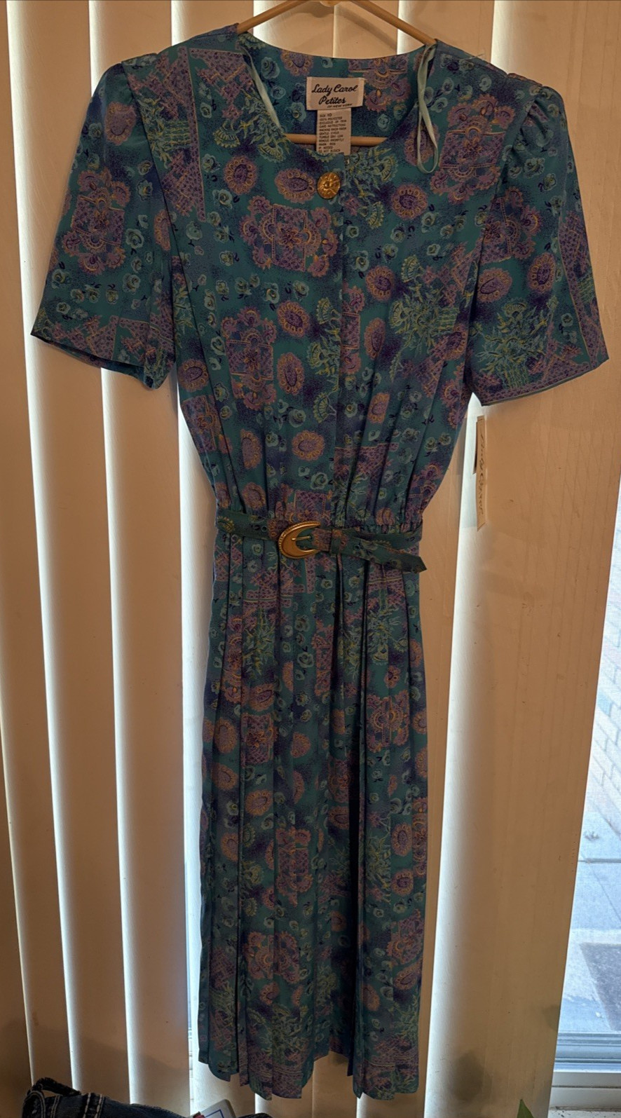 Vintage 80’s Lady Carol Petite of New York Dress Women’s Size 10P Blue Floral