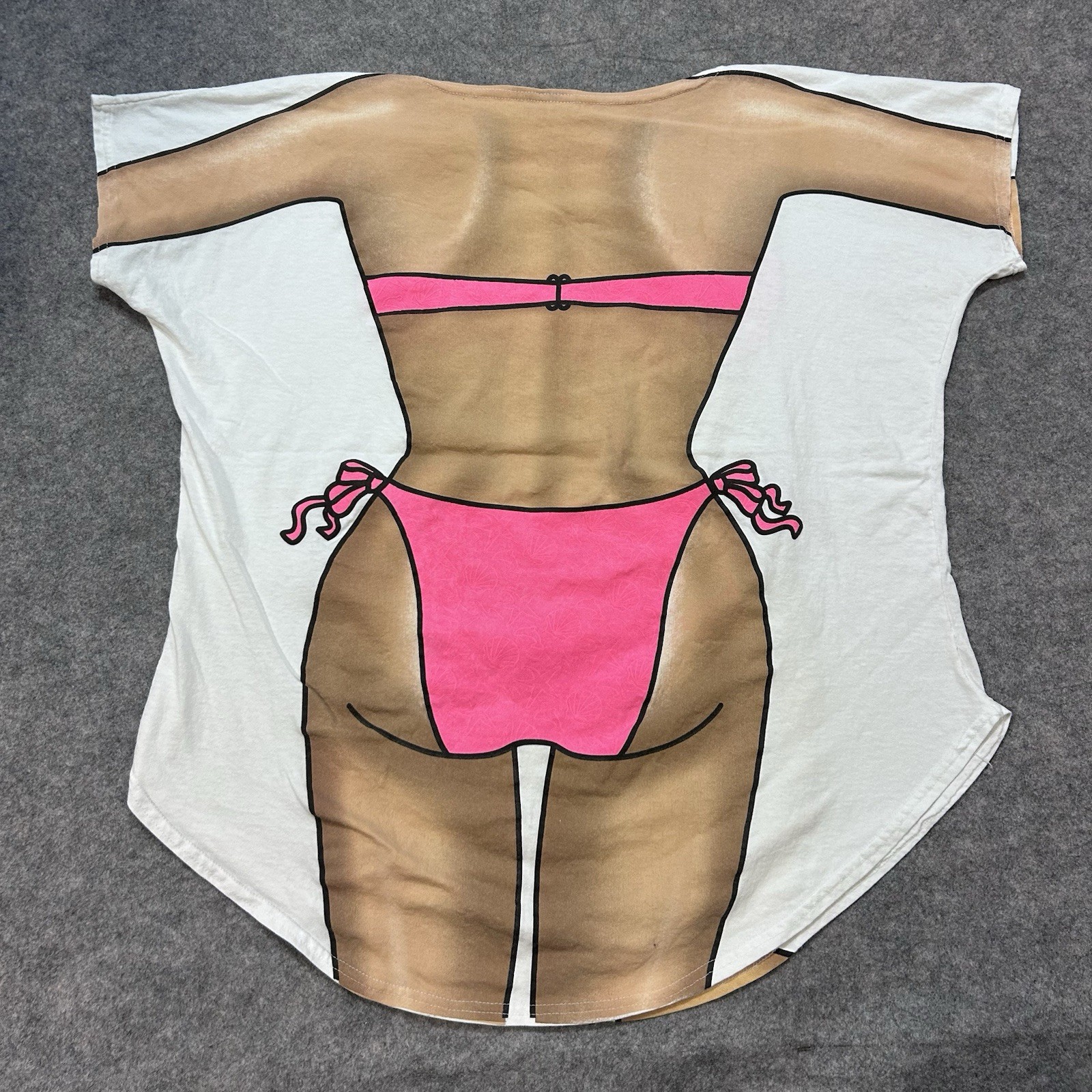 Vintage 90s My Bikini Neon Pink Short Sleeve Woman T Shirt Coverup One Size