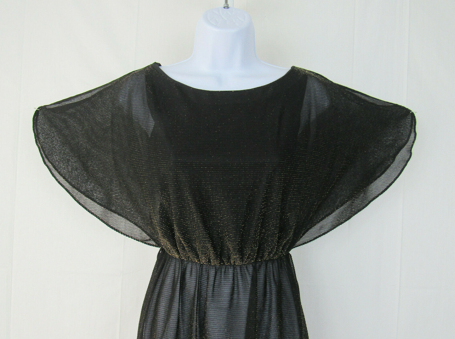 VTG 1960s MARA J JRS OF CALIFORNIA BLACK SPARKLE DRESS / BEACH COVER SPLIT ARMS