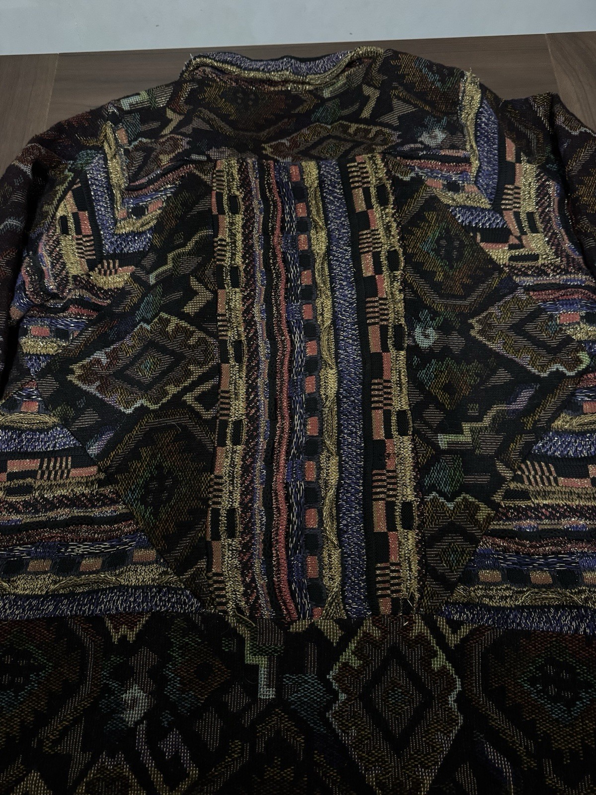 Vintage THE ICING 90s Patterned 3D net Sweater Jacket Coogi Style size M Y2K