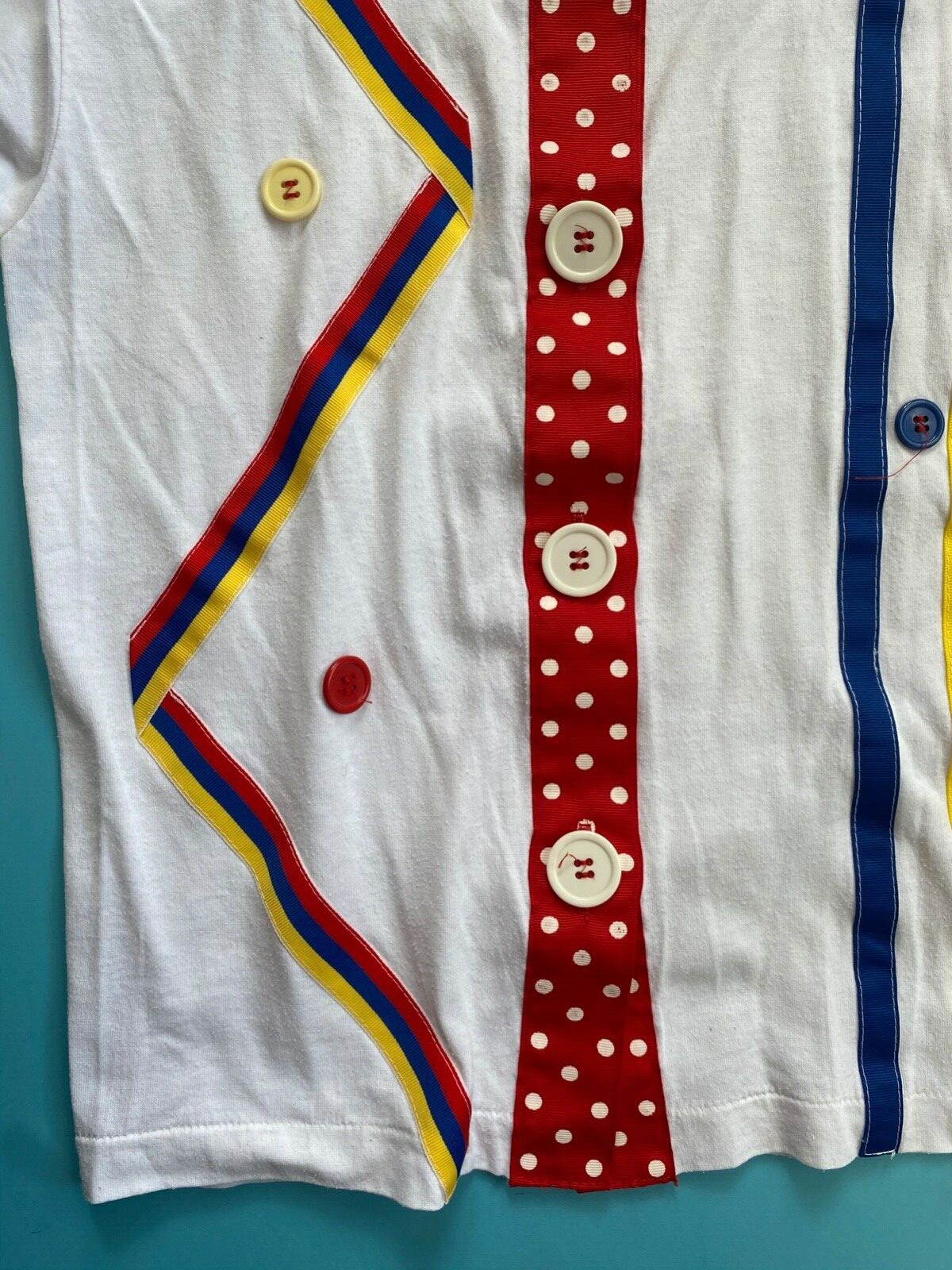 Vintage 80’s Homemade Clown T shirt Youth L or Women XS/S Very weird Ribbon OOAK