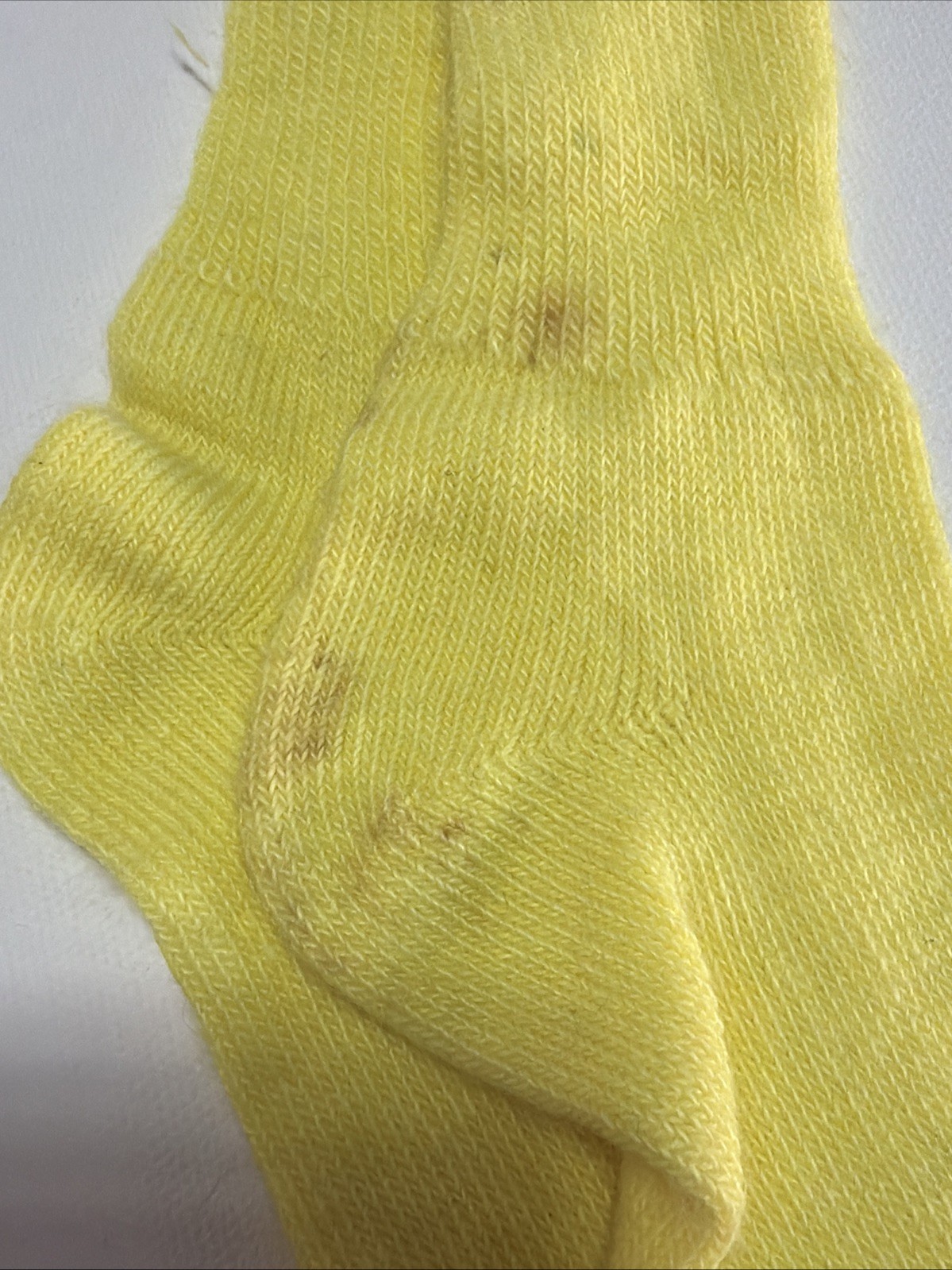 VTG Socks Crew Yellow School Girl Knee High 80s Heavy Bulk Orlon Blend 10-13