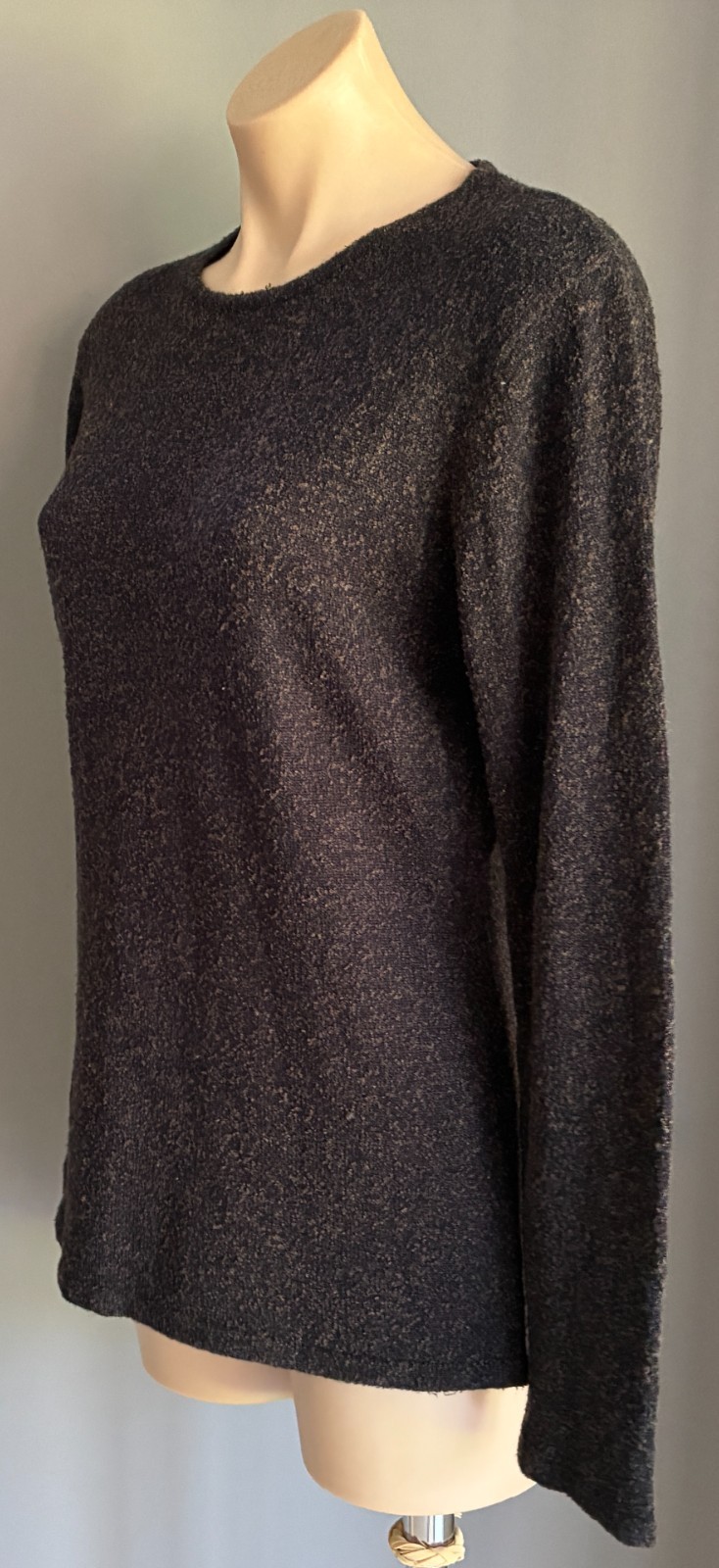 TABLE EIGHT Long Sleeve Top Size M Black & Brown Boucle Textured Stretch Fabric