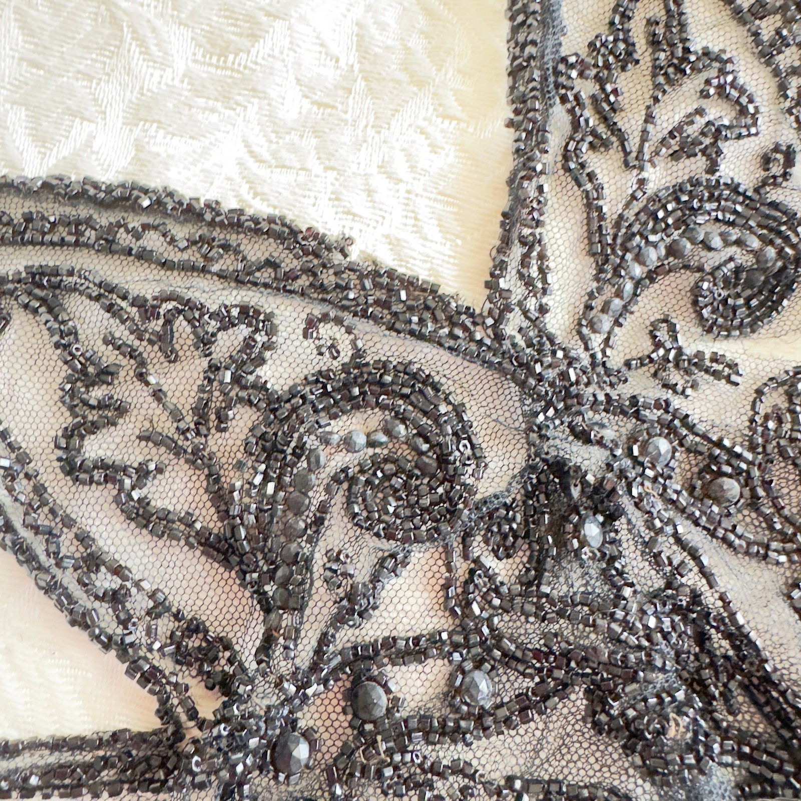 Antique Victorian French Jet Beaded Net Mantle / Capelet Mourning Attire AS IS