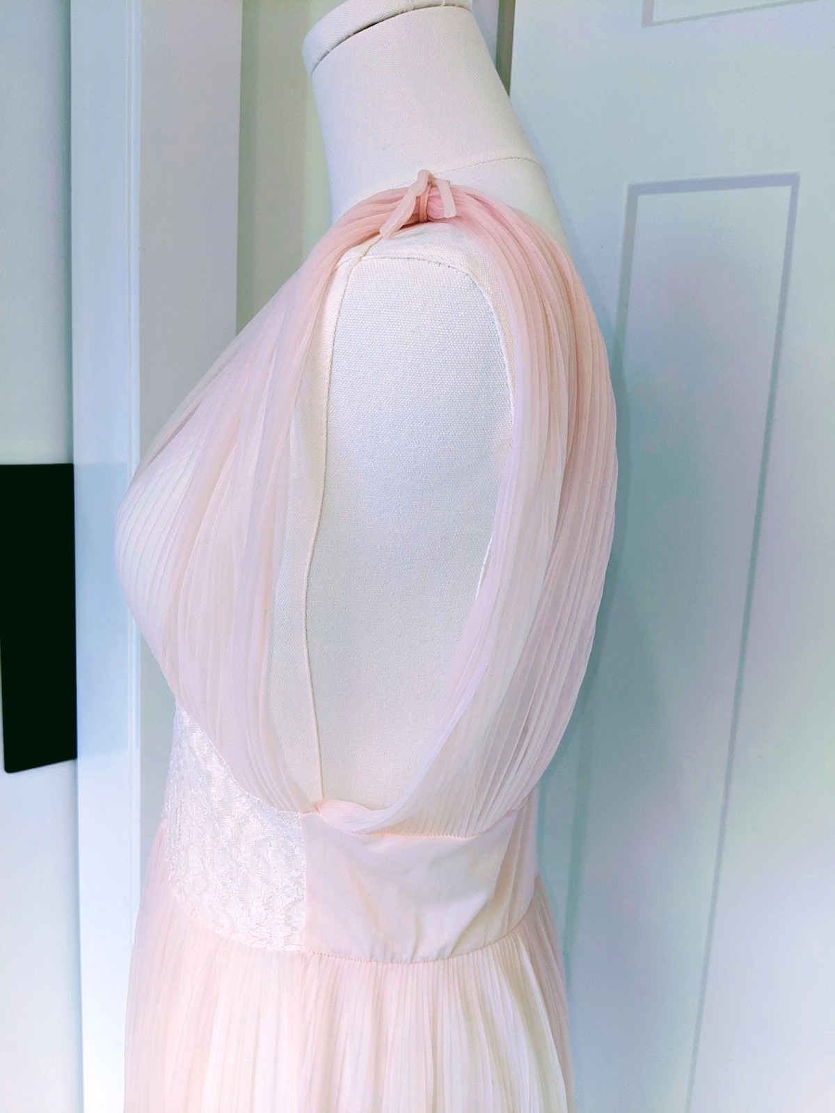 Vintage Nylon Tricot & Lace Pale Pink Very Sheer Peignoir Set Size M Gorgeous!!