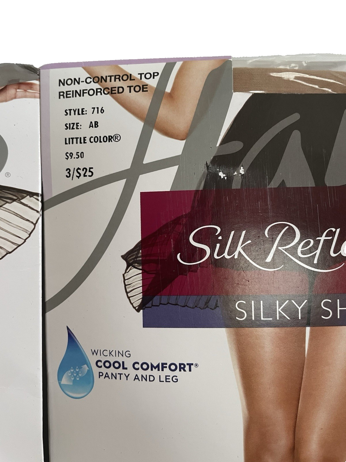 NIP Lot 2 Hanes Silk Reflection Sheer Toe 715 reinforced Toe 716 AB Little Color