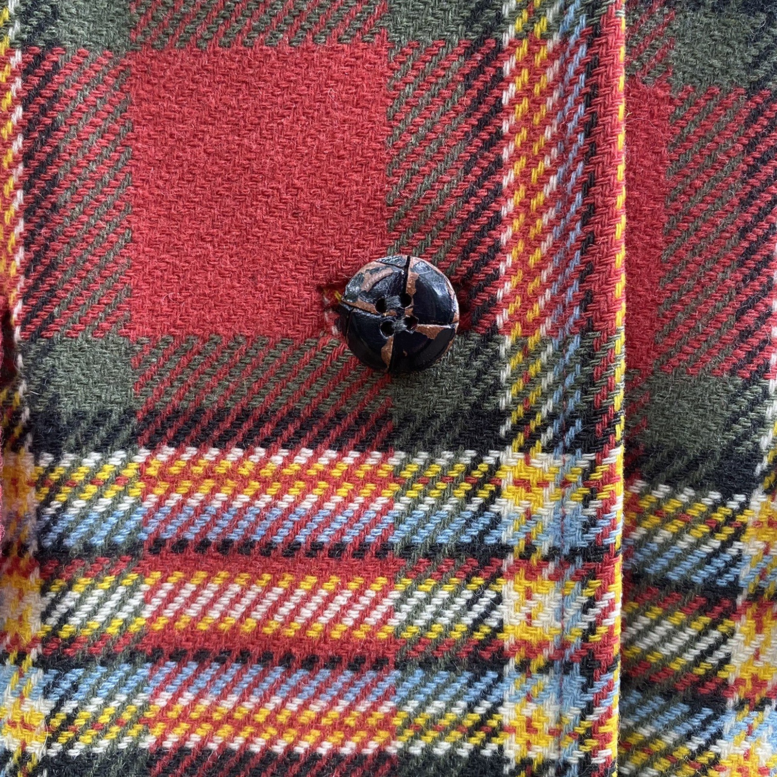 Vintage 1950s Pendleton 100% Virgin Wool Red Plaid Multi Color Town Coat S/M