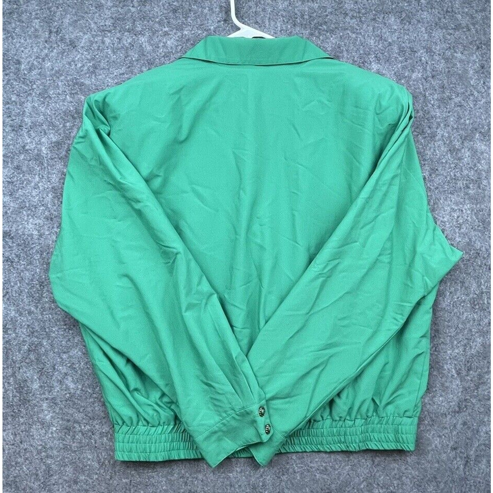 Vintage Katherine Haley Blouse Womens 13/14 Green Blue Jacket Retro Banded Waist