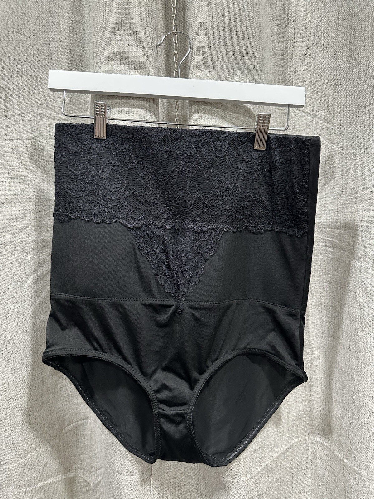 Heavenly Shapeware Hi Waist Lace 3X Black Shaping Brief Panties